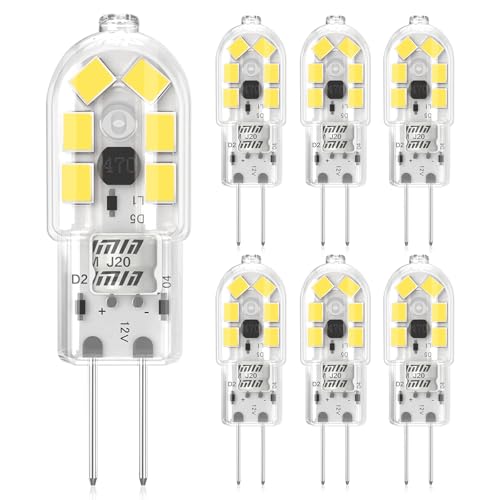 Eco.Luma G4 LED Lampen 2W Leuchtmittel 6000K kaltweiß, Ersatz für 20W Halogenlampen, 12V LED Birnen Glühlampen Kein Flackern, Nicht Dimmbar, Stiftsockellampe Lampen, 6er Pack von Eco.Luma