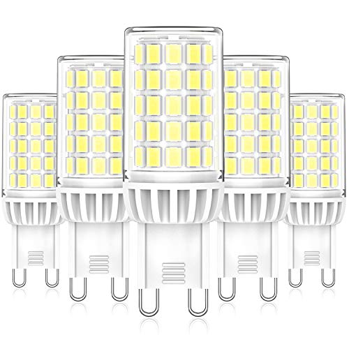 Eco.Luma G9 LED Lampen, 6W 550LM Kaltesweiß 6000K Leuchtmittel Glühbirnen, Ersatz für 50W 60W Halogenlampen, Kein Flackern 360°Abstrahlwinkel LED G9 Mais Birne, Nicht Dimmbar AC 220-240V, 5er Pack von Eco.Luma