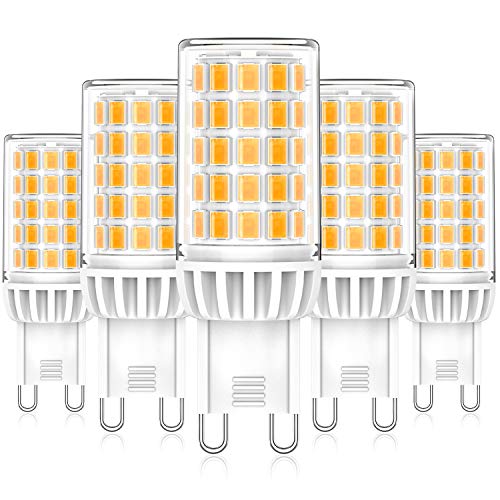 Eco.Luma G9 LED Lampen, 6W 550LM Warmweiß 2700K Leuchtmittel Glühbirnen, Ersatz für 50W 60W Halogenlampen, Kein Flackern 360°Abstrahlwinkel LED G9 Mais Birne, Nicht Dimmbar AC 220-240V, 5er Pack von Eco.Luma