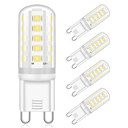 Eco.Luma G9 LED Lampen Kaltweiß 5W Ersatz 28W 33W 40W Halogenlampen 420LM, 6000K G9 LED Leuchtmittel Birnen, Kein Flackern, Nicht Dimmbar, RA83, AC 220-240V 4er Pack von Eco.Luma