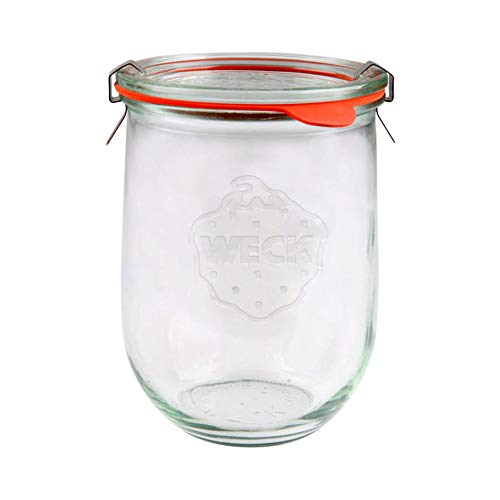 WECK 745 1062ml Tulpenbehälter inkl. Glasdeckel, Dichtung & Klemmen für Sauerteig, Einkochen, Joghurt, Kimchi, Marmelade von EcoBaker