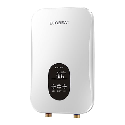 EcoBeat Kompakter elektrischer Durchlauferhitzer (Folio-Größe), Thermoskanne ohne Tank, LED-Touchscreen mit einstellbarer Temperatur, 5500 W von EcoBeat