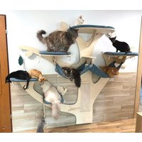 Kratzbaum Oak Ii - Modernes Katzenwandmöbel, Sitzstange. Multifunktionaler Katzenturm Kratzbaum, Betten, Hängematte, Kletteräste Mit Spielzeug von EcoCatsCollection