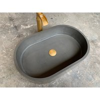 Dunkelgrau Oval Beton Badezimmer Waschbecken Vase von EcoDesignerConcrete