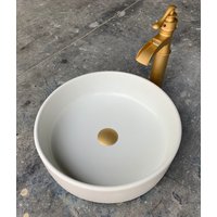 Weiße Runde Betongefäß Badezimmer Sink Schüssel Waschbecken von EcoDesignerConcrete