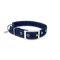 Blaues Denim Traditionelle Ösen Hundehalsband von EcoDogDesigns