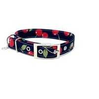 Dunkelblaues Halsband Mit Roten Kirschen Und Beeren von EcoDogDesigns