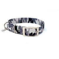 Grau Camouflage Army Print Traditionelles Ösen Hundehalsband von EcoDogDesigns