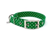 Grün Gepunktetes Traditionelles Ösen-Hundehalsband von EcoDogDesigns