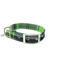 Grünes Tartan Traditionelles Ösen Hundehalsband von EcoDogDesigns