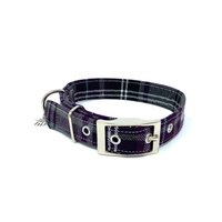 Lila Tartan Traditionelle Öse Hundehalsband von EcoDogDesigns