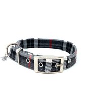 Schwarz Und Grau Tartan Traditionelle Öse Hundehalsband von EcoDogDesigns