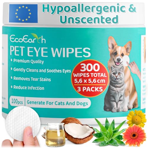 EcoEarth Augentücher für Haustiere, 300 Stück, 3er-Packung x 100 Stück pro Packung EcoEarth Augentücher für Haustiere, 300 Stück, 3er-Packung x 100 Stück pro Packung von EcoEarth