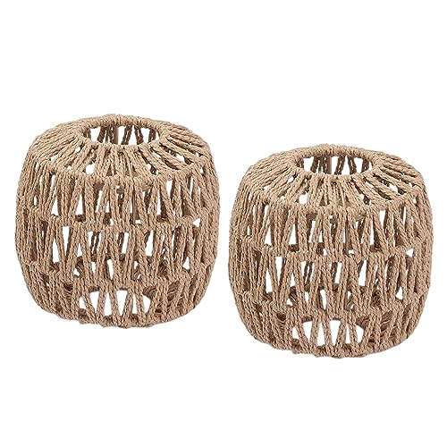 2x Vintage Boho Rattan Lampenschirm Hängelampe Stehlampe Tischleuchte Laterne DIY Lampe Zubehör Schatten Φ21cm Pendelleuchtenschirm für Hängeleuchten Pendelleuchten Wandleuchte Deckleuchte Tischlampe von EcoGehen