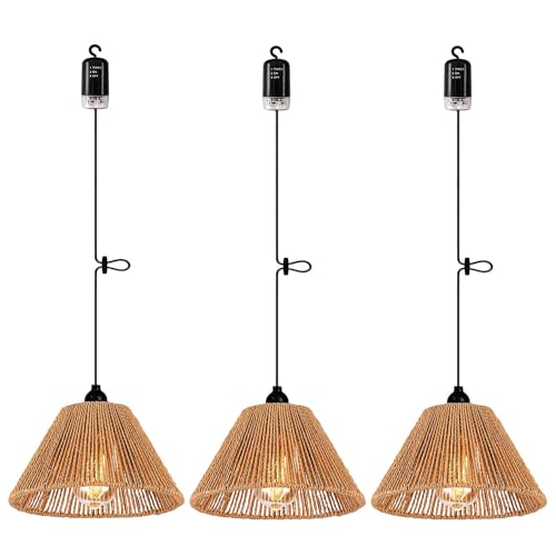 3x Dekorative Boho Hängelampe mit Batterie Deckenlampe ohne Strom Stromanschluss Pendelleuchte Batteriebetrieben Rattan Regenschirm Lampenschirm für Schlafzimmer Weihnachten Party Geschenk Pavillon 3x Dekorative Boho Hängelampe mit Batterie Deckenlampe ohne Strom Stromanschluss Pendelleuchte Batteriebetrieben Rattan Regenschirm Lampenschirm für Schlafzimmer Weihnachten Party Geschenk Pavillon von EcoGehen