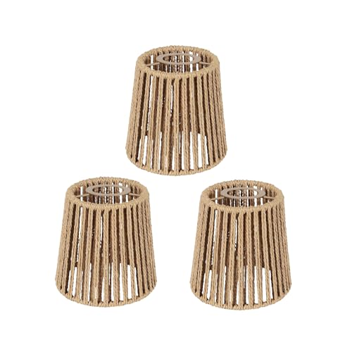3x Boho Rattan Lampenschirm Klein E27 Lampenschirme für Tischlampe Hängelampe Stehlampe Deckenleuchte Spiegelleuchten Korblampe Papierlampenschirm Papier Ersatzschirm Hängend Korb Laterne von EcoGehen
