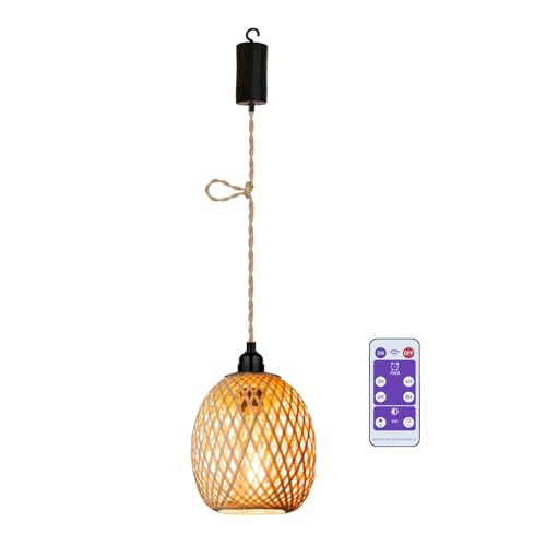 Boho Rattan Hängelampe mit Batterie Batteriebetriebene Lampe Bambus Korb Lampenschirm Deckenleuchte ohne Strom Stromanschluss Hanfseil Beleuchtung für Schlafzimmer Esstisch Weihnachten Deko Boho Rattan Hängelampe mit Batterie Batteriebetriebene Lampe Bambus Korb Lampenschirm Deckenleuchte ohne Strom Stromanschluss Hanfseil Beleuchtung für Schlafzimmer Esstisch Weihnachten Deko von EcoGehen