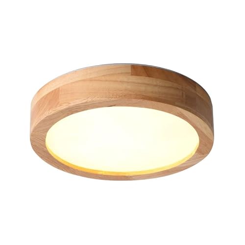 EcoGehen LED Holz Deckenlampe Küche Schlafzimmer Badlampe Rund Wandlampe Kinderzimmer Wohnzimmer Küchenleuchte Flach Dimmbar 3 Farbe von EcoGehen