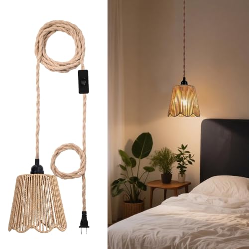 EcoGehen Outdoor Rattan Hängelampe mit Stecker Lampe Hängend Pavillon Beleuchtung Lampenfassung E27 4.5m Kabel Boho Deckenleuchte Außen Pendelleuchte Steckdose Gartenlampen Draußen Balkon Terrassen EcoGehen Outdoor Rattan Hängelampe mit Stecker Lampe Hängend Pavillon Beleuchtung Lampenfassung E27 4.5m Kabel Boho Deckenleuchte Außen Pendelleuchte Steckdose Gartenlampen Draußen Balkon Terrassen von EcoGehen