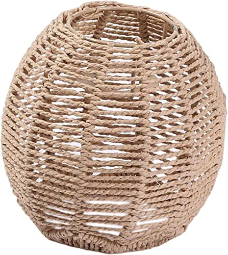 Vintage Boho Rattan Lampenschirm Hängelampe Stehlampe - Geflochtener Laterne DIY Lampe Zubehör Schatten Pendelleuchtenschirm für Hängeleuchten Pendelleuchten Wandleuchte Deckleuchte Tischlampe von EcoGehen