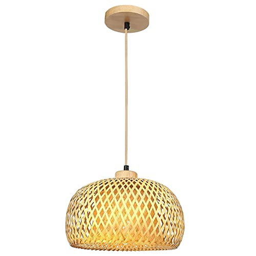 EcoGehen Vintage Rattan Lampe Hängelampe Pendelleuchte E27 Boho Lampenschirm Bambus Hängeleuchte Schlafzimmer Holzlampe Holz Korblampe Esstischlampe Wohnzimmerlampe Hängend Korb Deckenlampe Esszimmer von EcoGehen