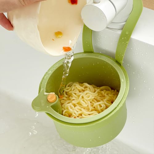 EcoGleam Hängender Sieb für Spülbecken, Multi-Functional Spülbecken Sieb, Siebkorb Spüle Drain Basket, Wasserhahn Hängender Filterkorb, Küchenspüle Abfluss Korb für Waschen Organizer von EcoGleam