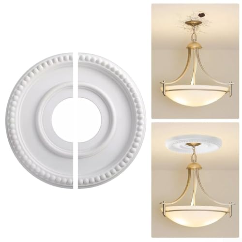 Decken-Medaillon-Abdeckung für Leuchten und Ventilatoren, 315 mm Durchmesser, geteiltes Design, PU, dekorative Rosenplatte von EcoLivzen