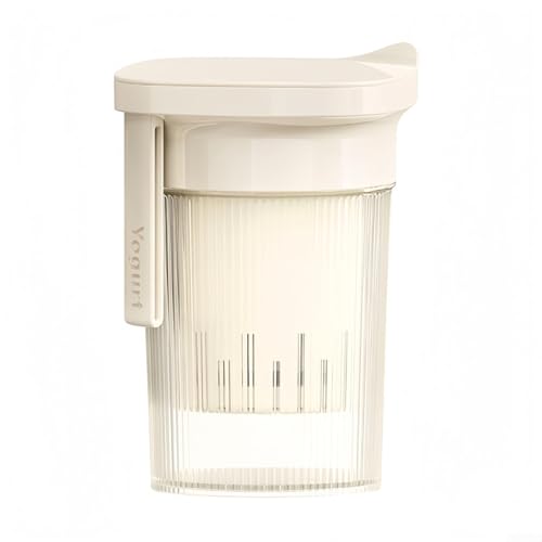 Joghurtsieb mit Deckel für hausgemachten cremigen griechischen Joghurt, feinmaschiger Molkenabscheider und Druckfilter-Käsebereiter, Beige (Beige) von EcoLivzen