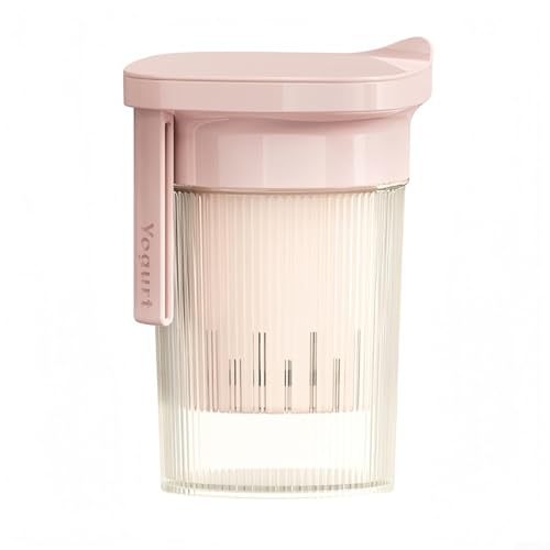 Joghurtsieb mit Deckel für hausgemachten cremigen griechischen Joghurt, feinmaschiger Molkenabscheider und Druckfilter-Käsebereiter, Beige (Rosa) von EcoLivzen
