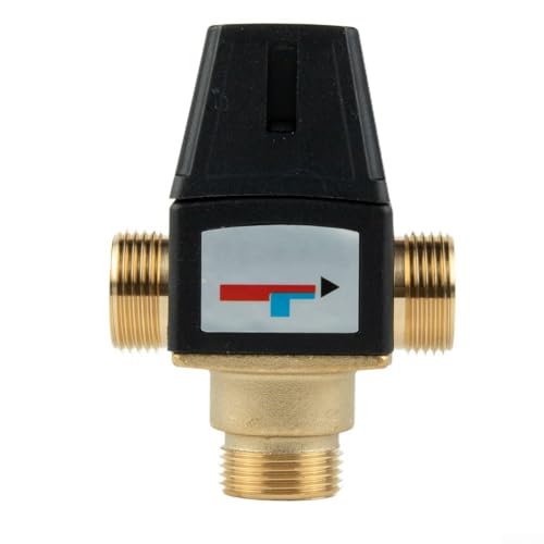 Messing 3-Wege-Thermostat-Mischventil 35-60°C DN20 DN25 Außengewinde, für Warmwasserversorgung zu Hause und Fußbodenheizungsschutz (DN20) von EcoLivzen