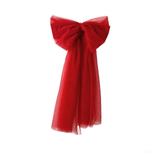 Weihnachtsbaum-Schleife, Ornament, 75 cm, Polyester, Feiertagsdekoration für Kränze, Girlanden, Fenster, Rot, Grün, Beige (Weinrot) von EcoLivzen