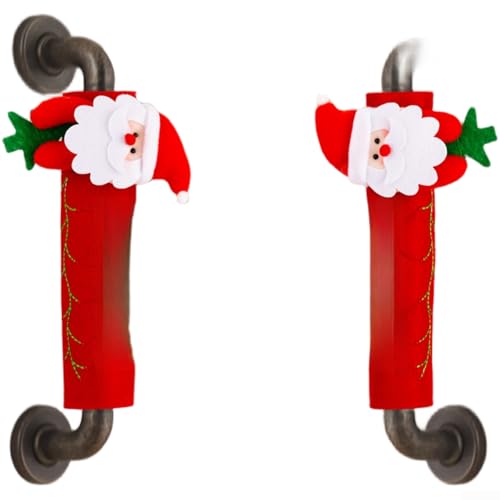 Weihnachtstürgriff-Abdeckungen Weihnachtsmann Schneemann Rentier Stoff Festlicher Türknaufschutz für Urlaub Zuhause Dekoration (A) von EcoLivzen
