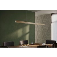 Modern Linear Wood Chandelier, Led Pendant Light For Kitchen Island Or Dining Table Grainline von EcoLum