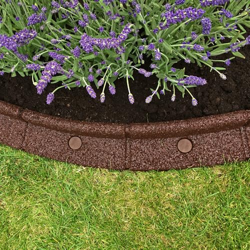 EcoShape FlexiBorder - Flexibel Rasenkante - Beeteinfassung für Rasenflächen - Wege - Erhöhte Begrenzungen - Kunstrasen (6 x 1 Meter, Braun) von EcoShape