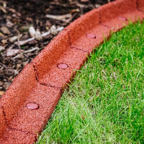 EcoShape FlexiBorder - Flexibel Rasenkante - Beeteinfassung für Rasenflächen - Wege - Erhöhte Begrenzungen - Kunstrasen (6 x 1 Meter, Terrakotta) von EcoShape