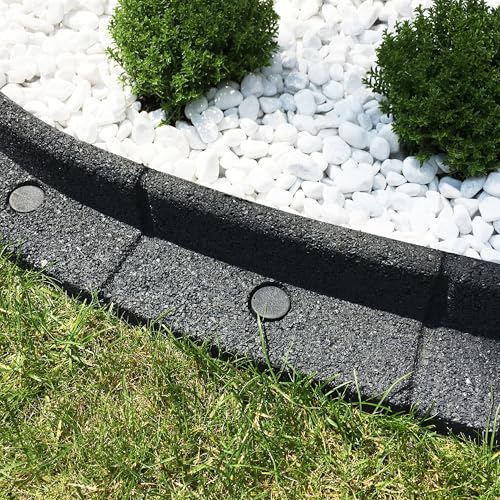 EcoShape FlexiBorder - Flexibel Rasenkante Gummi - Beeteinfassung für Rasenflächen - Wege - Erhöhte Begrenzungen - Kunstrasen (2 x 1 Meter, Grau) von EcoShape