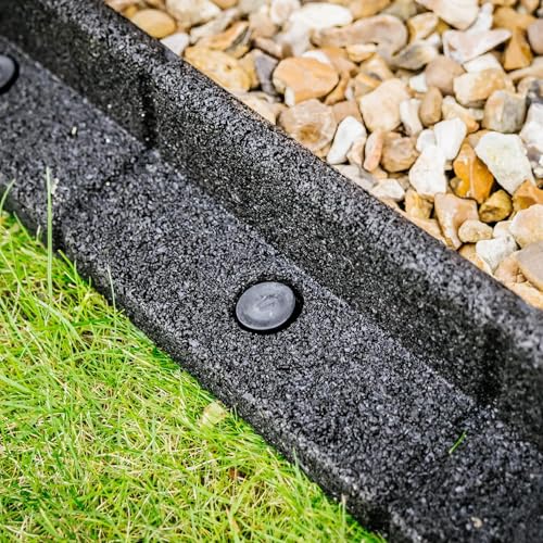 EcoShape FlexiBorder - Flexibel Rasenkante Gummi - Beeteinfassung für Rasenflächen - Wege - Erhöhte Begrenzungen - Kunstrasen (6 x 1 Meter, Schwarz) von FlexiBorder