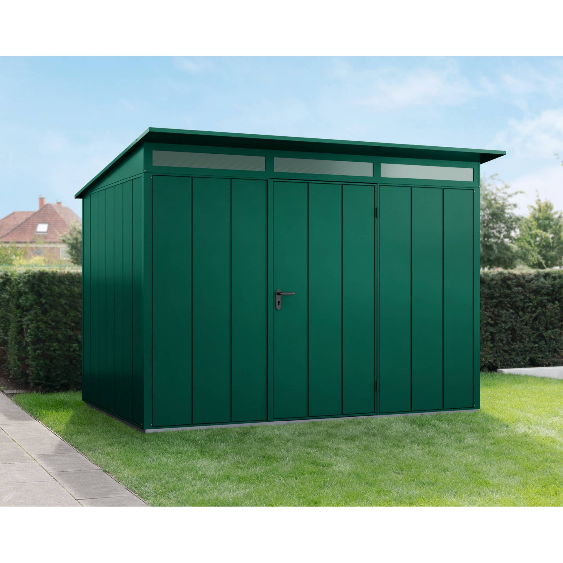 EcoStar Gerätehaus 'Elegant-P Typ 3' moosgrün 302,8 x 238 cm, mit Einzeltür EcoStar Gerätehaus 'Elegant-P Typ 3' moosgrün 302,8 x 238 cm, mit Einzeltür von EcoStar