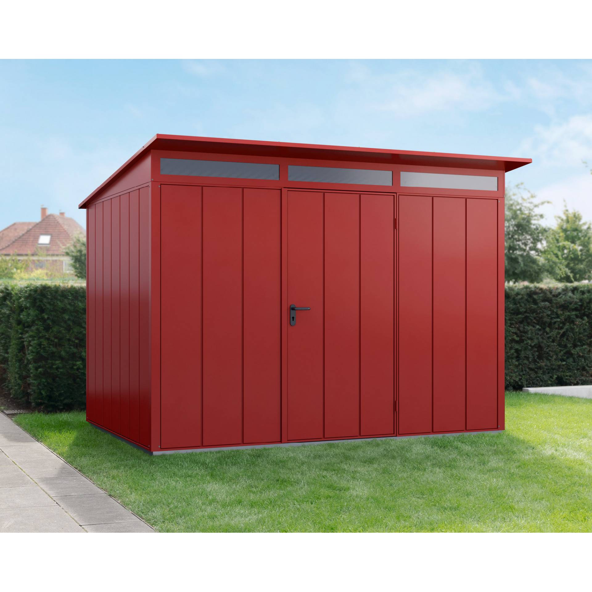 EcoStar Gerätehaus 'Elegant-P Typ 3' purpurrot 302,8 x 238 cm, mit Einzeltür von EcoStar