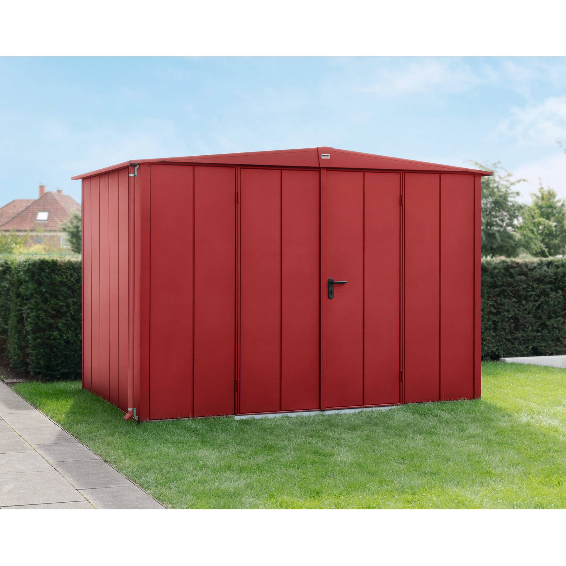 EcoStar Gerätehaus 'Elegant-S Typ 3' purpurrot 302,8 x 238 cm, mit Doppeltür von EcoStar