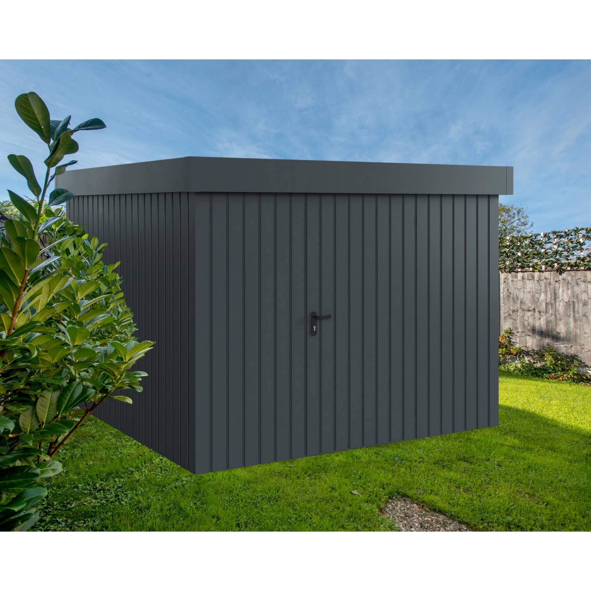 EcoStar Gerätehaus 'Euroline EFD10 Trend-Sk' anthrazitgrau 277 x 277 x 207 cm, Einzeltür EcoStar Gerätehaus 'Euroline EFD10 Trend-Sk' anthrazitgrau 277 x 277 x 207 cm, Einzeltür von EcoStar