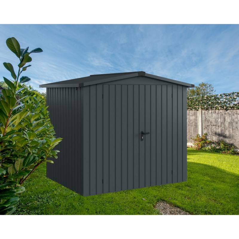 EcoStar Gerätehaus 'Euroline ESD4 Trend-Sk' anthrazitgrau 237 x 181 x 203 cm, Doppeltür von EcoStar