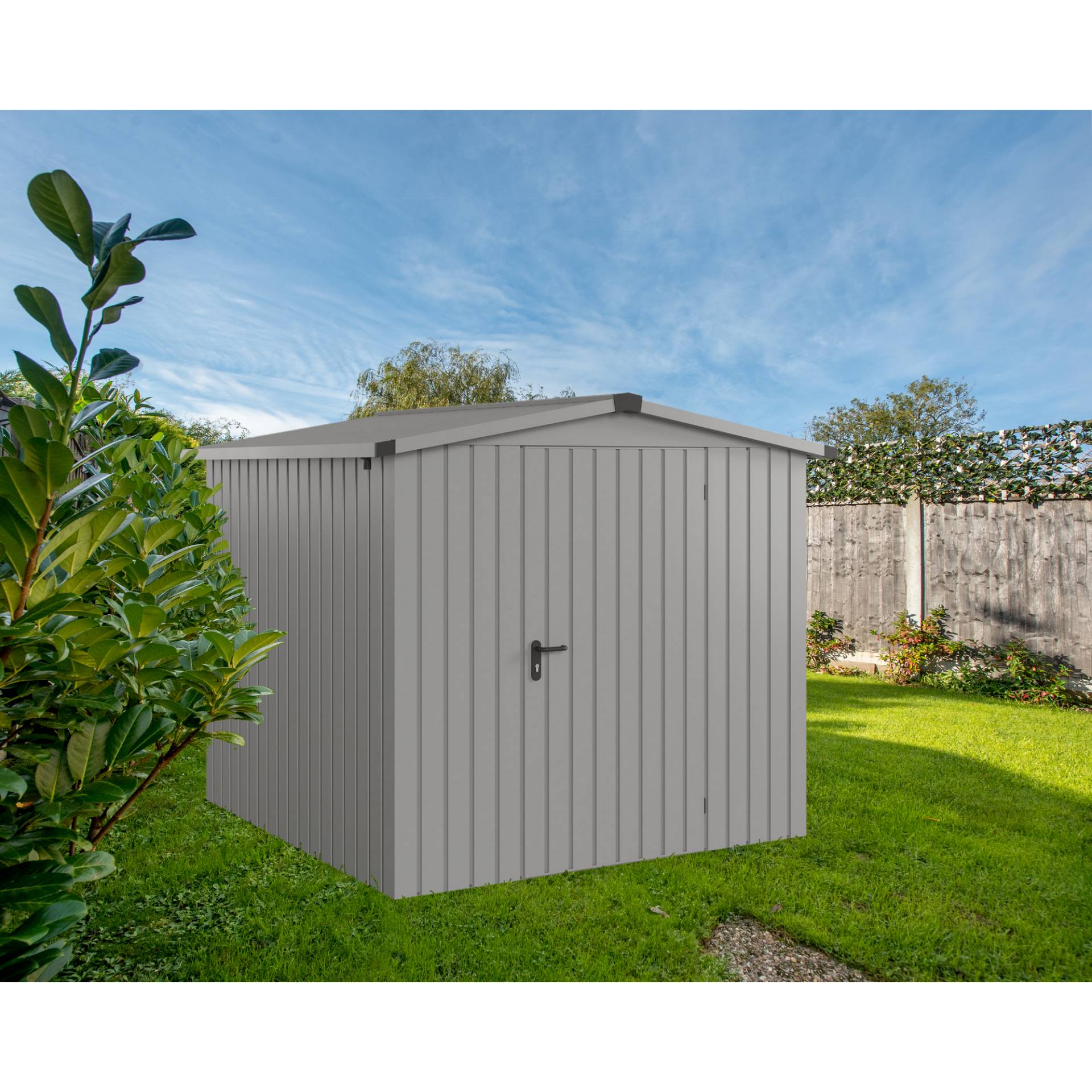 EcoStar Gerätehaus 'Euroline ESD5 Trend-Sk' graualuminium 237 x 229 x 203 cm, Einzeltür EcoStar Gerätehaus 'Euroline ESD5 Trend-Sk' graualuminium 237 x 229 x 203 cm, Einzeltür von EcoStar