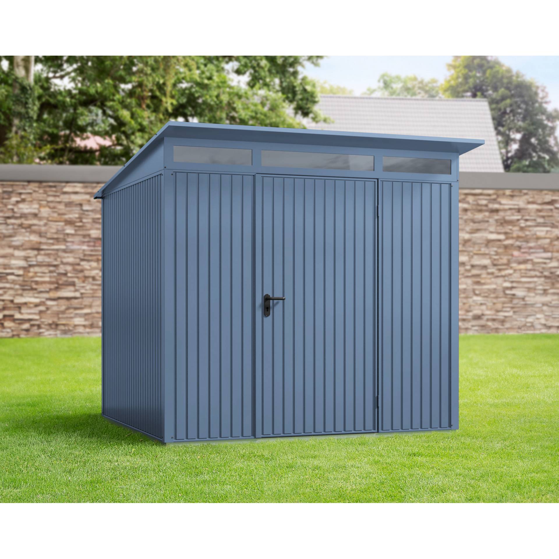 EcoStar Gerätehaus 'Trend-P Typ 2' taubenblau 238 x 238 cm, mit Einzeltür von EcoStar