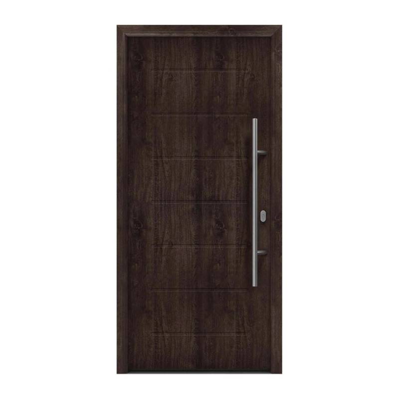 EcoStar Haustür Isopro IP 015 Eiche Dunkel 110 cm x 210 cm DIN R von EcoStar