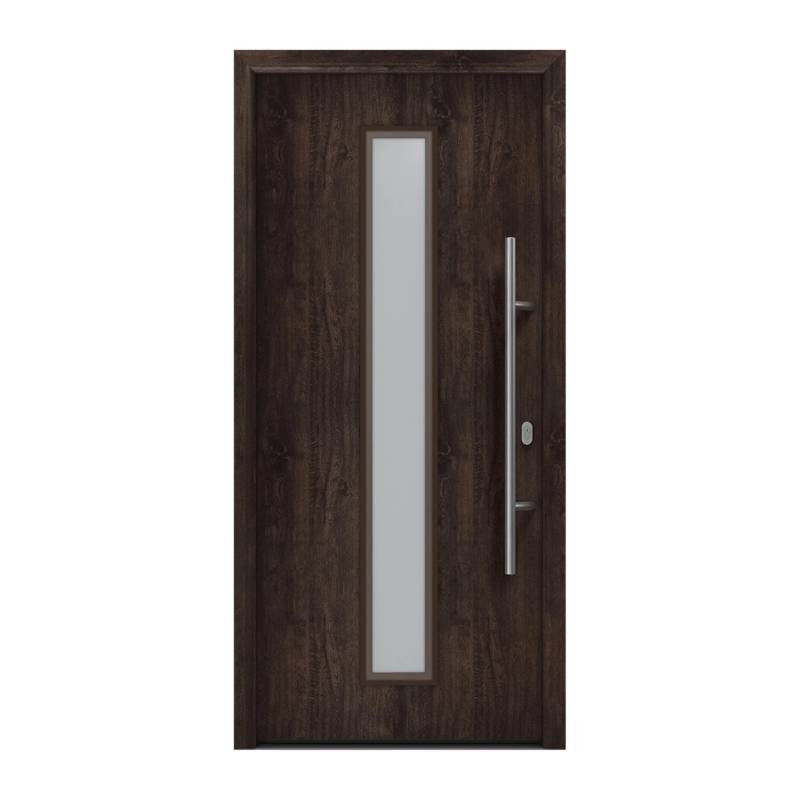 EcoStar Haustür Isopro IP 020S Eiche Dunkel 110 cm x 210 cm DIN R von EcoStar