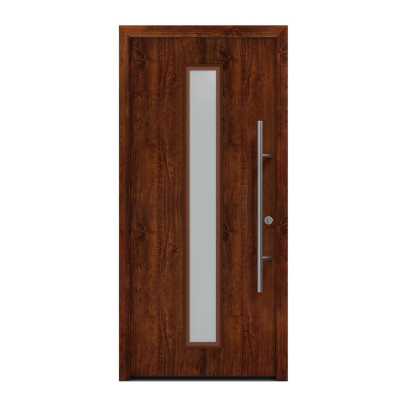 EcoStar Haustür Isopro Secur IPS 020S Dark Oak 110 cm x 210 cm DIN R von EcoStar