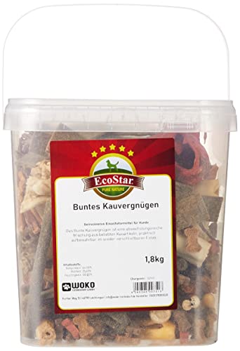 EcoStar Hunde Snack Buntes Kauvergnügen im Eimer 1,8kg, 1er Pack (1 x 1.8 kg) von EcoStar