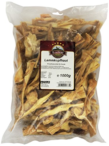 EcoStar Hunde Snack Lammkopfhaut 1kg, 1er Pack (1 x 1 kg) von EcoStar