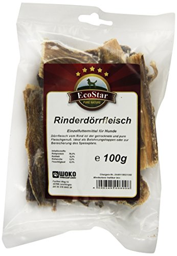 EcoStar Hunde Snack Rinderdörrfleisch 100g, 4er Pack (4 x 100 g) von EcoStar